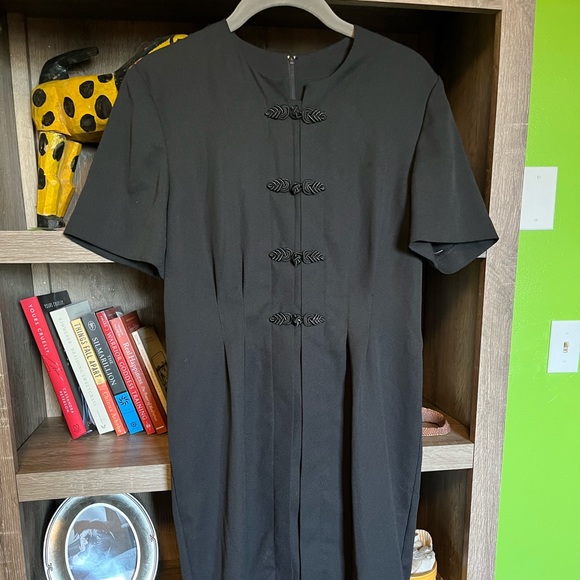 Black Mandarin Collar Dress - Picture 1 of 5